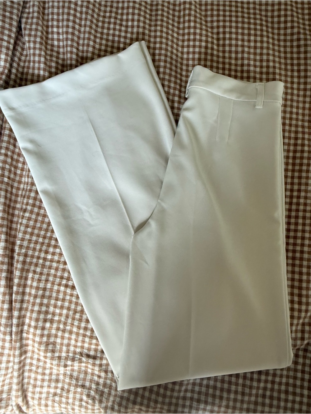 Zara Women's Cream Wide-Leg Dress Pants